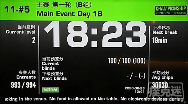 2020CPG®三亚总决赛|主赛B组1235人中蔡伟以35.8万记分牌率先领跑！