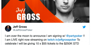 【扑克反水】Jeff Gross宣布担任partypoker最新线上代言人